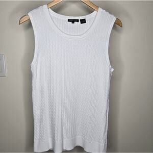 JEANNE PIERRE White Sleeveless Knit Top Size XL